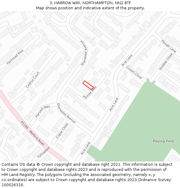 3, HARROW WAY, NORTHAMPTON, NN2 8TF: Location map and indicative extent of plot