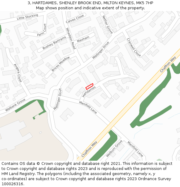 3, HARTDAMES, SHENLEY BROOK END, MILTON KEYNES, MK5 7HP: Location map and indicative extent of plot