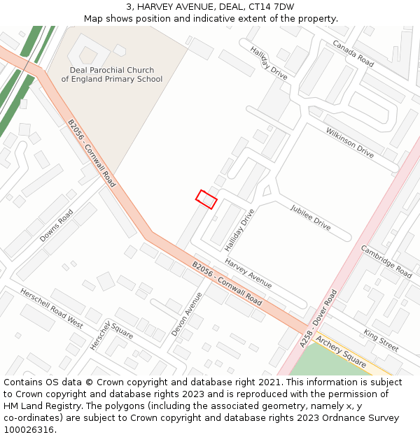3, HARVEY AVENUE, DEAL, CT14 7DW: Location map and indicative extent of plot