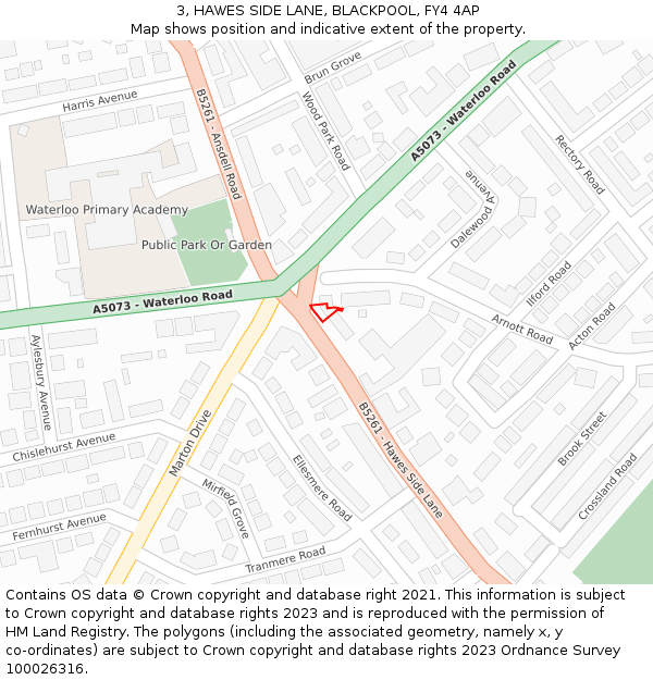 3, HAWES SIDE LANE, BLACKPOOL, FY4 4AP: Location map and indicative extent of plot