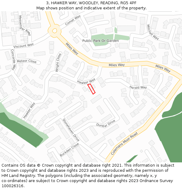 3, HAWKER WAY, WOODLEY, READING, RG5 4PF: Location map and indicative extent of plot