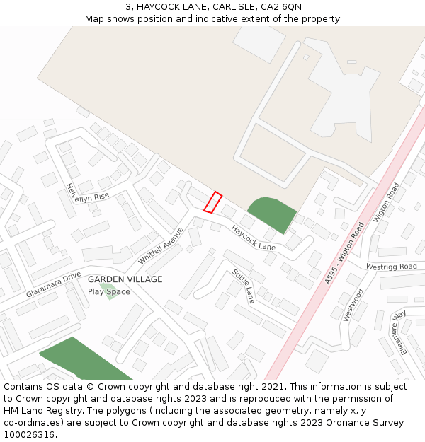 3, HAYCOCK LANE, CARLISLE, CA2 6QN: Location map and indicative extent of plot