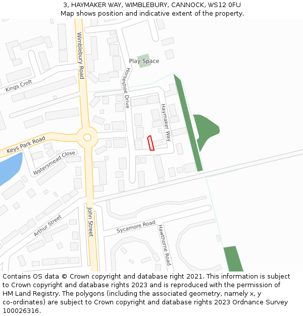 3, HAYMAKER WAY, WIMBLEBURY, CANNOCK, WS12 0FU: Location map and indicative extent of plot