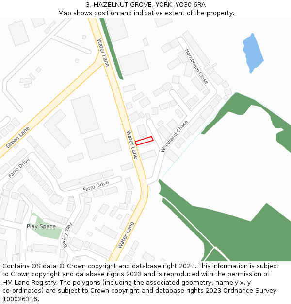 3, HAZELNUT GROVE, YORK, YO30 6RA: Location map and indicative extent of plot