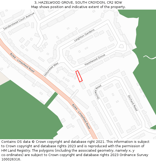 3, HAZELWOOD GROVE, SOUTH CROYDON, CR2 9DW: Location map and indicative extent of plot