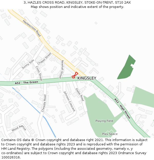 3, HAZLES CROSS ROAD, KINGSLEY, STOKE-ON-TRENT, ST10 2AX: Location map and indicative extent of plot