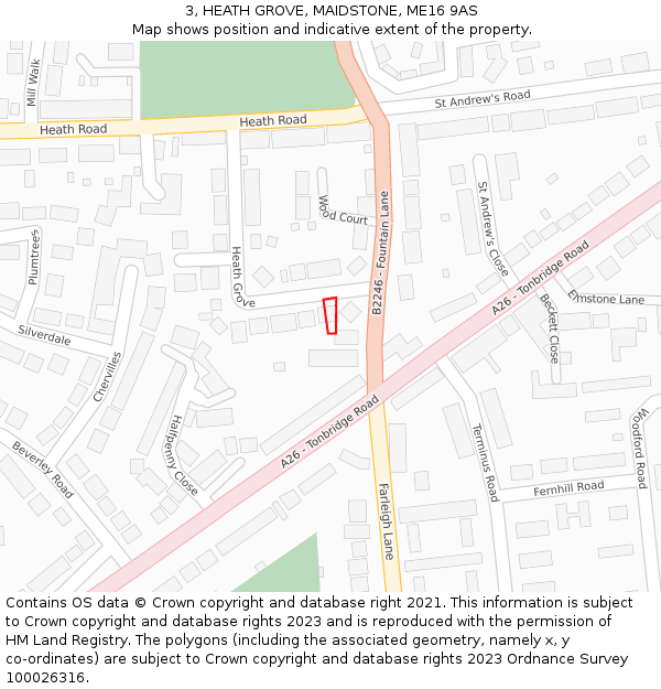 3, HEATH GROVE, MAIDSTONE, ME16 9AS: Location map and indicative extent of plot