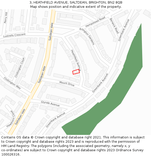 3, HEATHFIELD AVENUE, SALTDEAN, BRIGHTON, BN2 8QB: Location map and indicative extent of plot