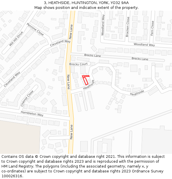 3, HEATHSIDE, HUNTINGTON, YORK, YO32 9AA: Location map and indicative extent of plot