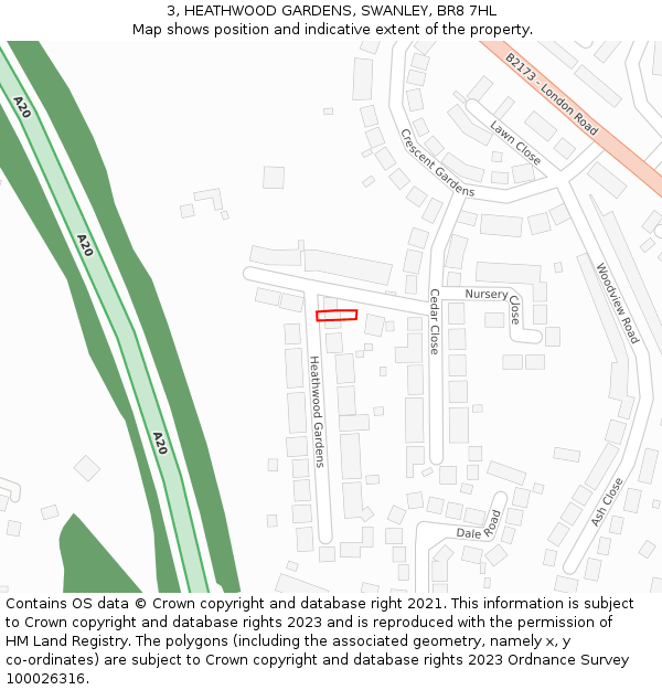 3, HEATHWOOD GARDENS, SWANLEY, BR8 7HL: Location map and indicative extent of plot