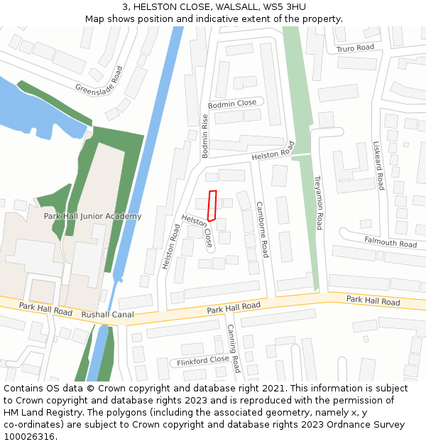 3, HELSTON CLOSE, WALSALL, WS5 3HU: Location map and indicative extent of plot