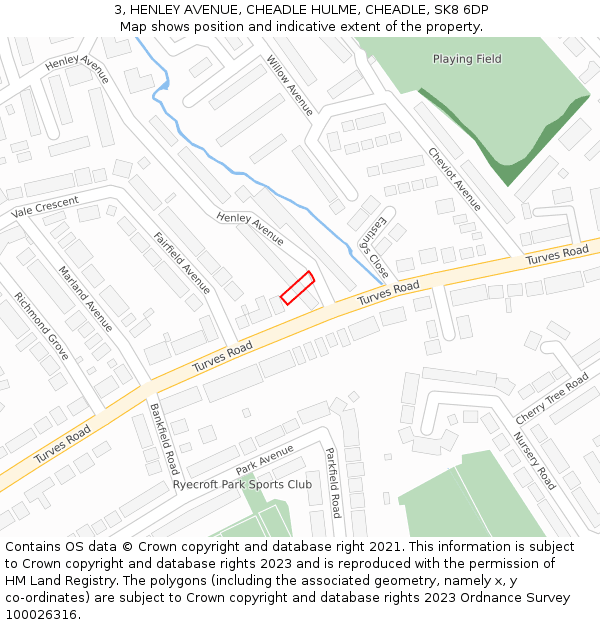 3, HENLEY AVENUE, CHEADLE HULME, CHEADLE, SK8 6DP: Location map and indicative extent of plot