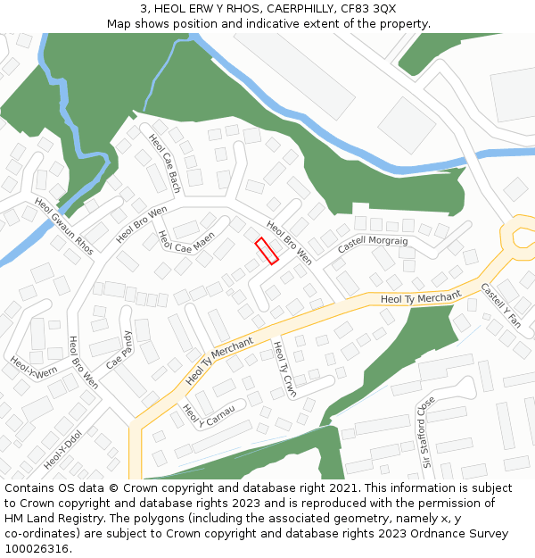 3, HEOL ERW Y RHOS, CAERPHILLY, CF83 3QX: Location map and indicative extent of plot