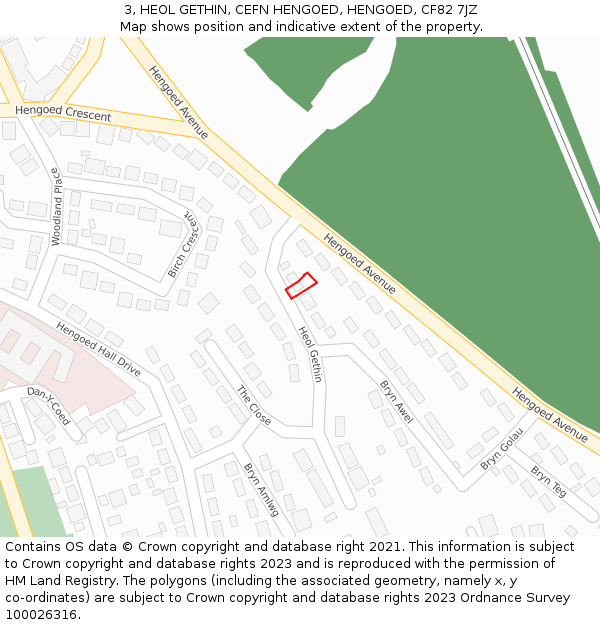 3, HEOL GETHIN, CEFN HENGOED, HENGOED, CF82 7JZ: Location map and indicative extent of plot