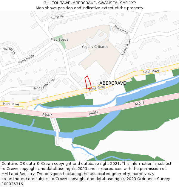 3, HEOL TAWE, ABERCRAVE, SWANSEA, SA9 1XP: Location map and indicative extent of plot