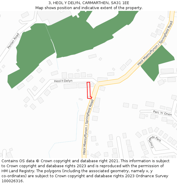 3, HEOL Y DELYN, CARMARTHEN, SA31 1EE: Location map and indicative extent of plot