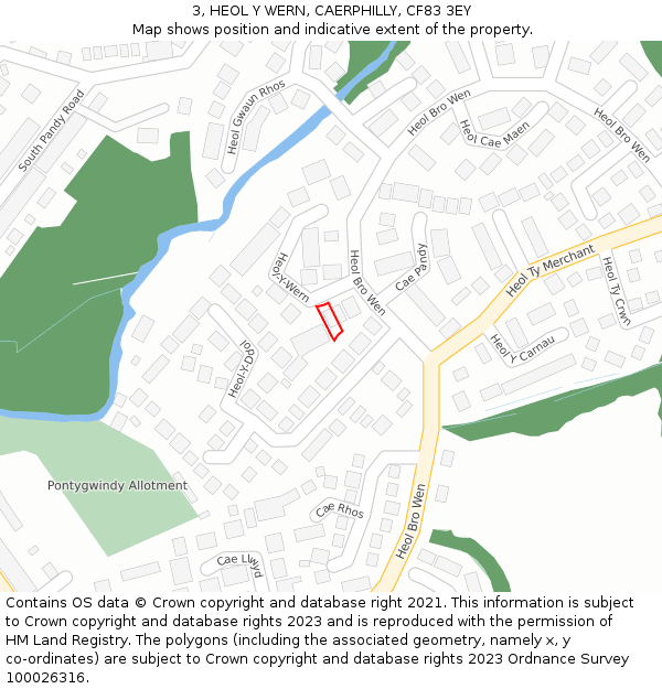 3, HEOL Y WERN, CAERPHILLY, CF83 3EY: Location map and indicative extent of plot