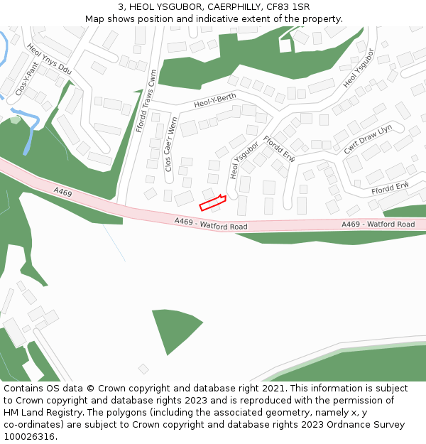 3, HEOL YSGUBOR, CAERPHILLY, CF83 1SR: Location map and indicative extent of plot