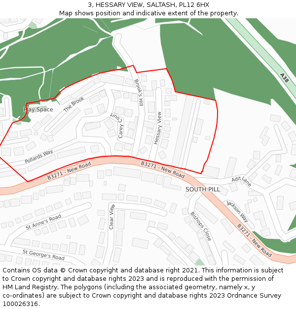 3, HESSARY VIEW, SALTASH, PL12 6HX: Location map and indicative extent of plot