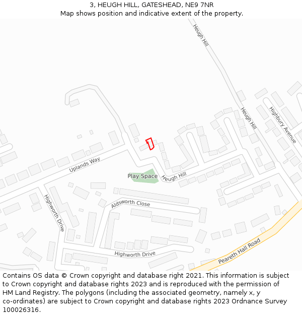 3, HEUGH HILL, GATESHEAD, NE9 7NR: Location map and indicative extent of plot