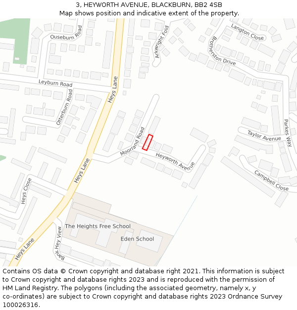 3, HEYWORTH AVENUE, BLACKBURN, BB2 4SB: Location map and indicative extent of plot