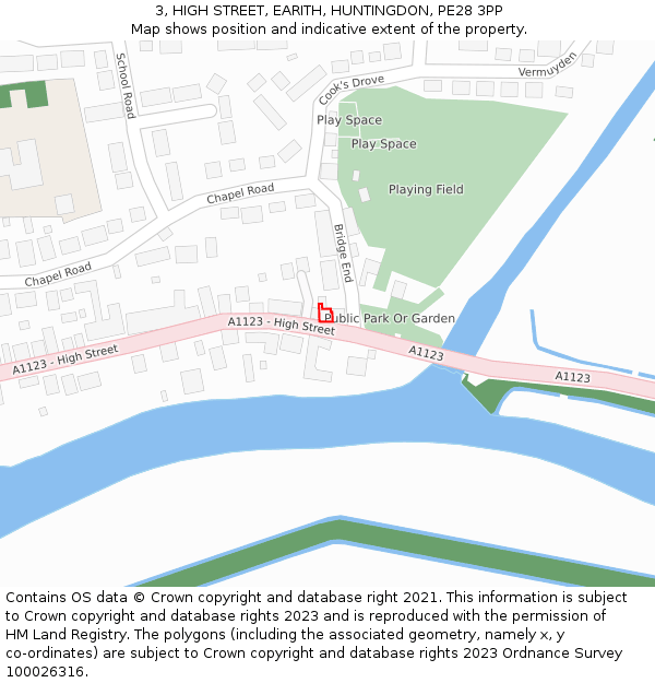 3, HIGH STREET, EARITH, HUNTINGDON, PE28 3PP: Location map and indicative extent of plot