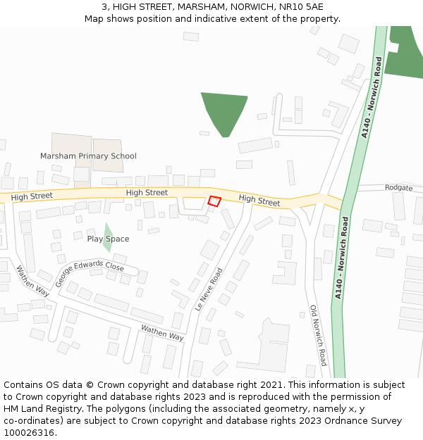 3, HIGH STREET, MARSHAM, NORWICH, NR10 5AE: Location map and indicative extent of plot