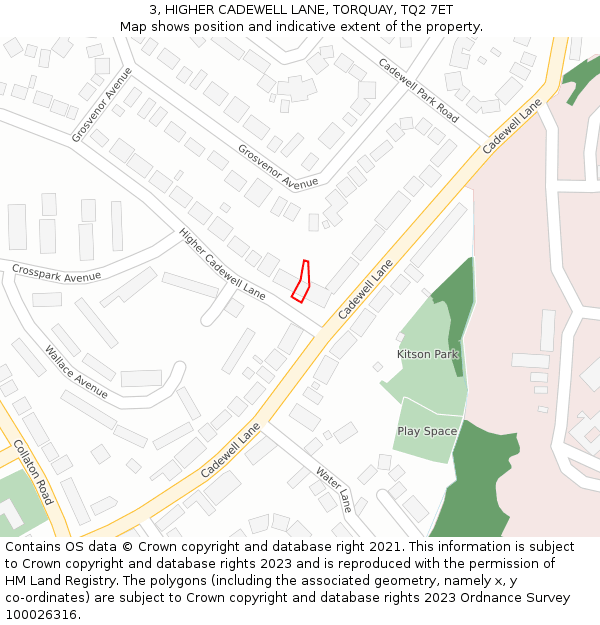 3, HIGHER CADEWELL LANE, TORQUAY, TQ2 7ET: Location map and indicative extent of plot