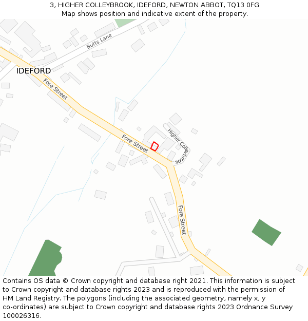 3, HIGHER COLLEYBROOK, IDEFORD, NEWTON ABBOT, TQ13 0FG: Location map and indicative extent of plot