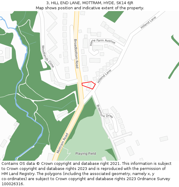 3, HILL END LANE, MOTTRAM, HYDE, SK14 6JR: Location map and indicative extent of plot