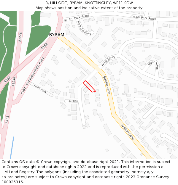 3, HILLSIDE, BYRAM, KNOTTINGLEY, WF11 9DW: Location map and indicative extent of plot