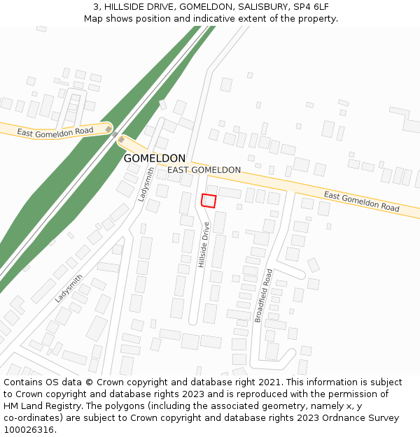 3, HILLSIDE DRIVE, GOMELDON, SALISBURY, SP4 6LF: Location map and indicative extent of plot