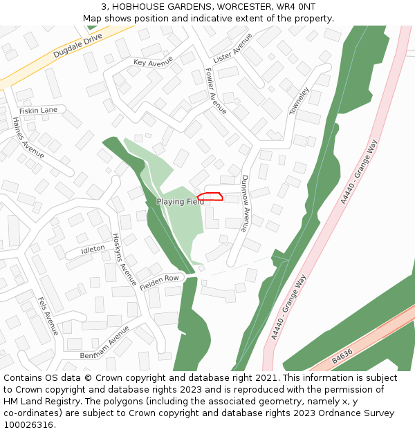 3, HOBHOUSE GARDENS, WORCESTER, WR4 0NT: Location map and indicative extent of plot