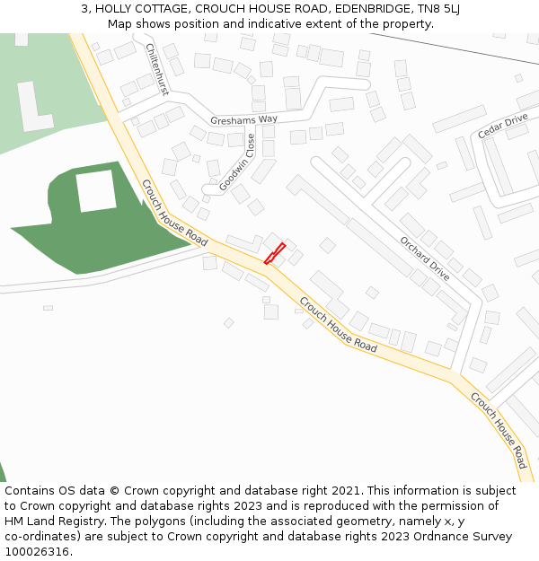 3, HOLLY COTTAGE, CROUCH HOUSE ROAD, EDENBRIDGE, TN8 5LJ: Location map and indicative extent of plot