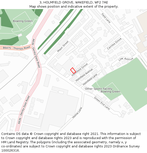 3, HOLMFIELD GROVE, WAKEFIELD, WF2 7AE: Location map and indicative extent of plot