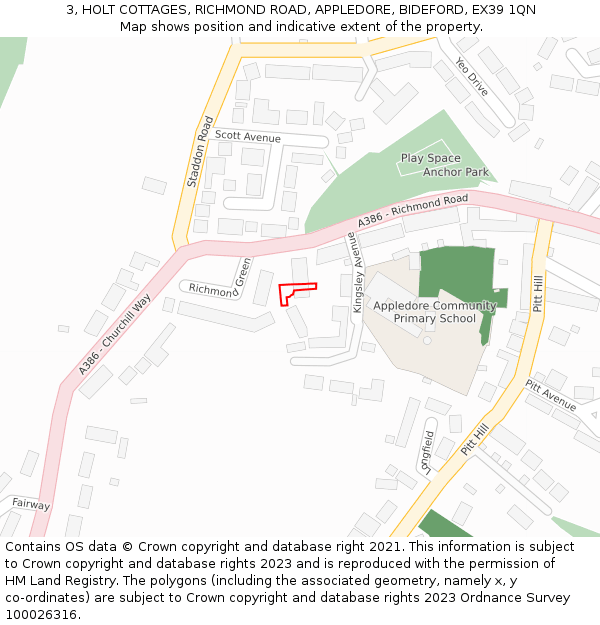 3, HOLT COTTAGES, RICHMOND ROAD, APPLEDORE, BIDEFORD, EX39 1QN: Location map and indicative extent of plot