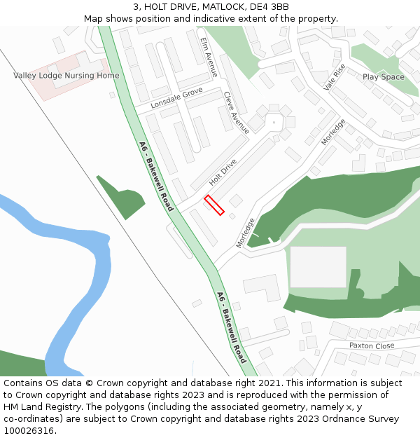 3, HOLT DRIVE, MATLOCK, DE4 3BB: Location map and indicative extent of plot