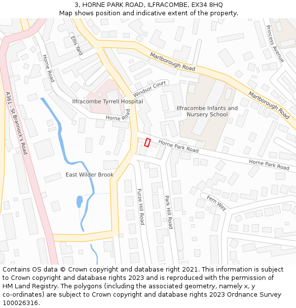 3, HORNE PARK ROAD, ILFRACOMBE, EX34 8HQ: Location map and indicative extent of plot