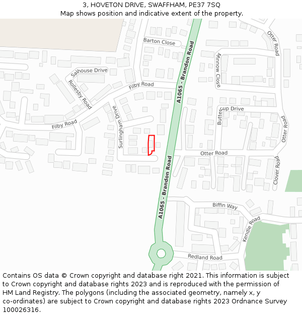 3, HOVETON DRIVE, SWAFFHAM, PE37 7SQ: Location map and indicative extent of plot