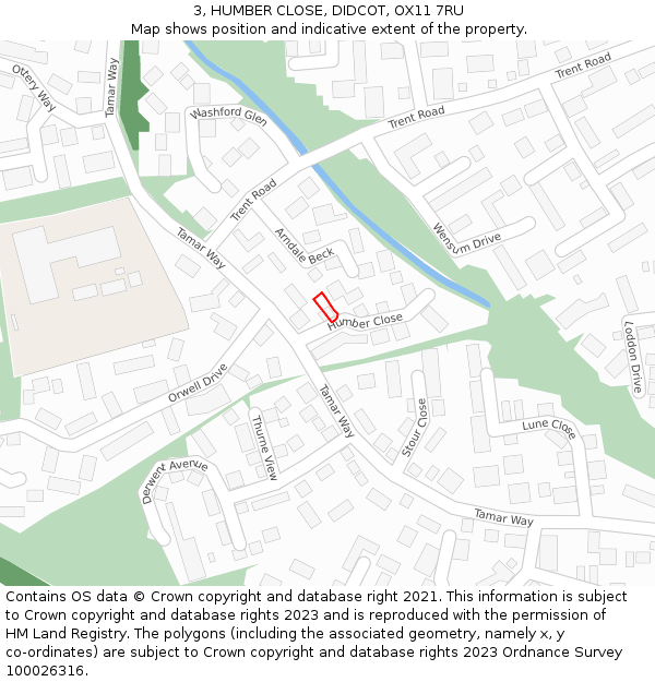 3, HUMBER CLOSE, DIDCOT, OX11 7RU: Location map and indicative extent of plot