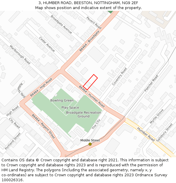 3, HUMBER ROAD, BEESTON, NOTTINGHAM, NG9 2EF: Location map and indicative extent of plot