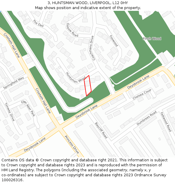 3, HUNTSMAN WOOD, LIVERPOOL, L12 0HY: Location map and indicative extent of plot