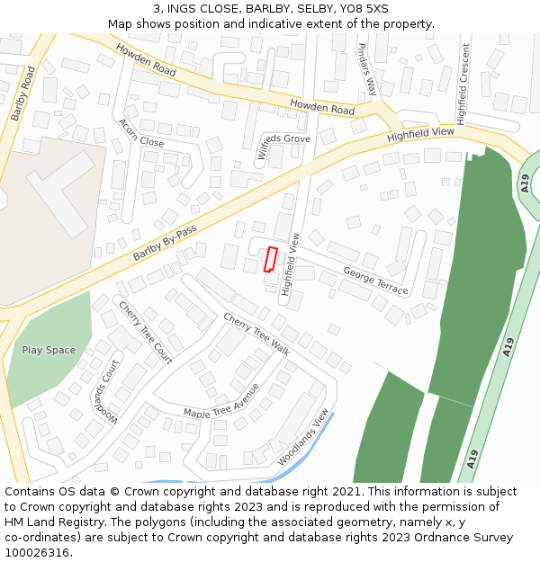 3, INGS CLOSE, BARLBY, SELBY, YO8 5XS: Location map and indicative extent of plot