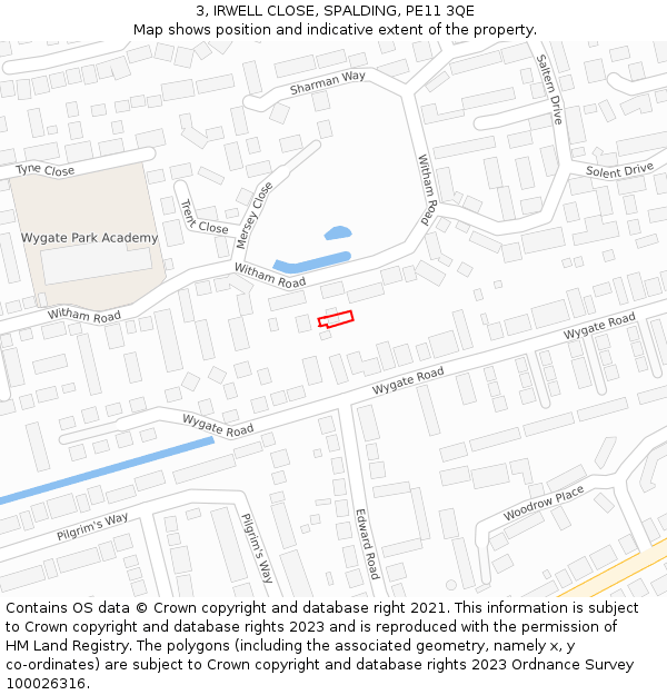 3, IRWELL CLOSE, SPALDING, PE11 3QE: Location map and indicative extent of plot