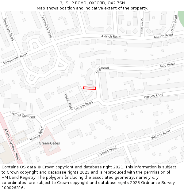 3, ISLIP ROAD, OXFORD, OX2 7SN: Location map and indicative extent of plot