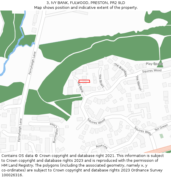 3, IVY BANK, FULWOOD, PRESTON, PR2 9LD: Location map and indicative extent of plot