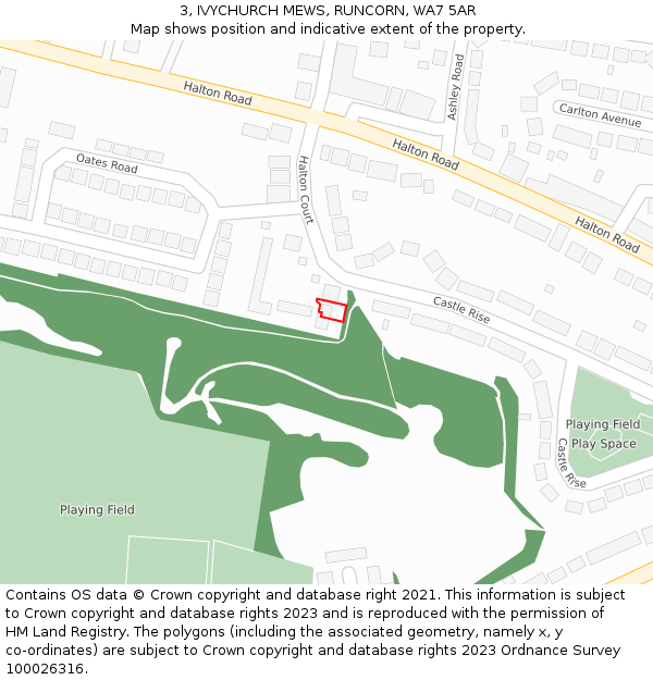 3, IVYCHURCH MEWS, RUNCORN, WA7 5AR: Location map and indicative extent of plot