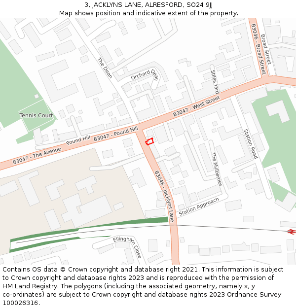 3, JACKLYNS LANE, ALRESFORD, SO24 9JJ: Location map and indicative extent of plot