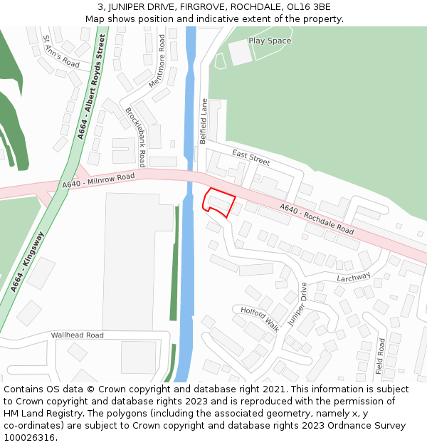 3, JUNIPER DRIVE, FIRGROVE, ROCHDALE, OL16 3BE: Location map and indicative extent of plot