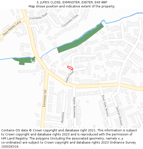 3, JUPES CLOSE, EXMINSTER, EXETER, EX6 8BP: Location map and indicative extent of plot